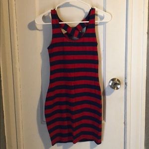Blue & red mini dress